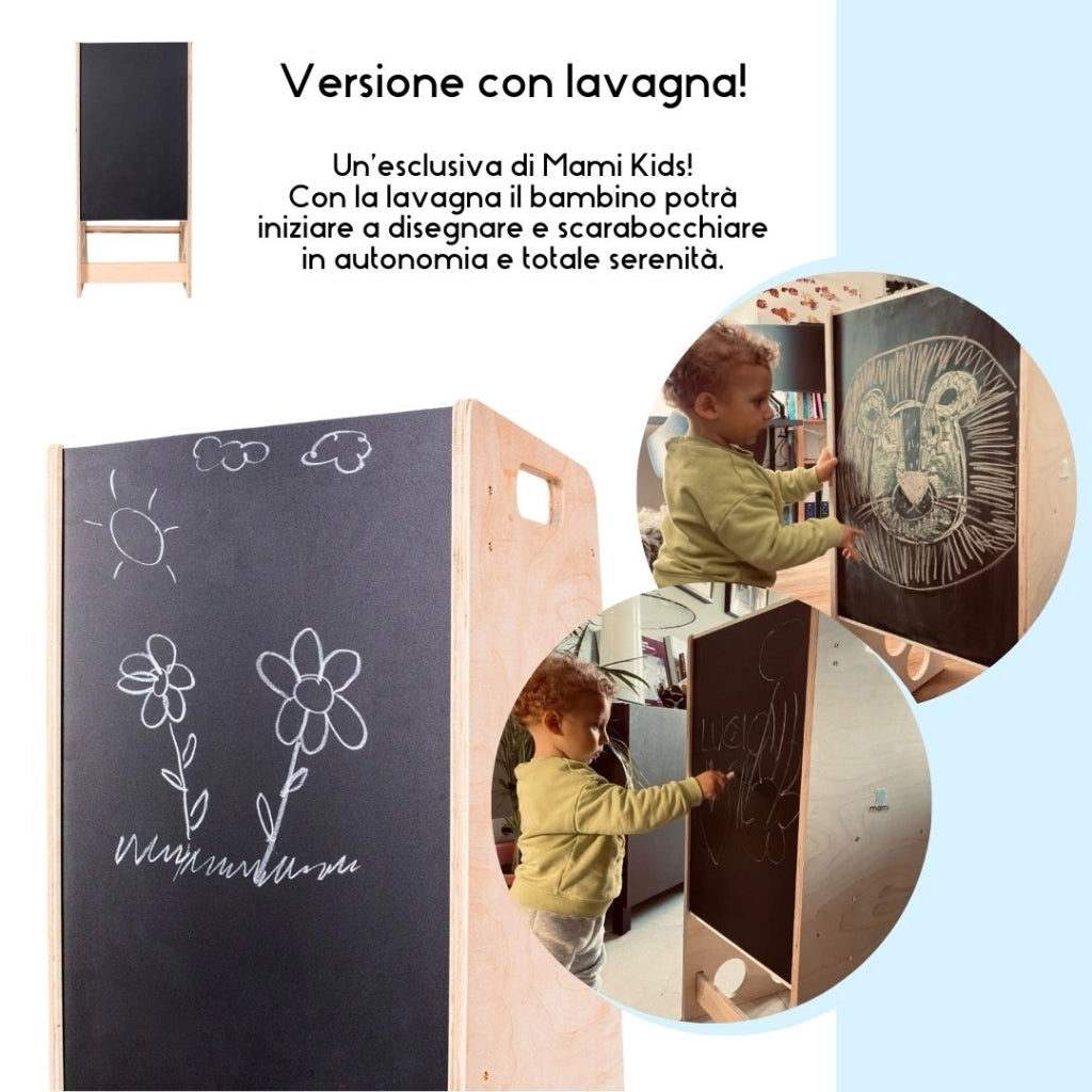 Learning Tower con rampa e lavagna, Torre di Apprendimento, Torretta Montessoriana