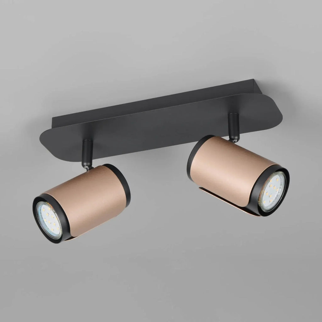 LÚZETE - SPOT DA PARETE/SOFFITTO 2 LUCI GU10 METALLO COFFEE GIADA