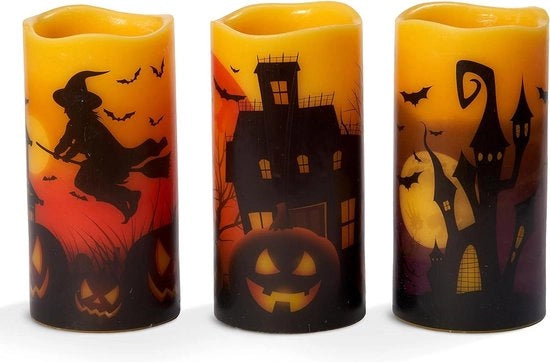 Decorazione di Halloween Candelabri Senza Fiamma Candelabri LED a Batterie Reali 15cm Decorazione di Tavola per Halloween Festa Decorazione di Casa