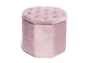 Pouf Salotto Contenitore Imbottito Trapuntato Ottagonale Velvet Tinta Unita - Pouf - Rosa Antico