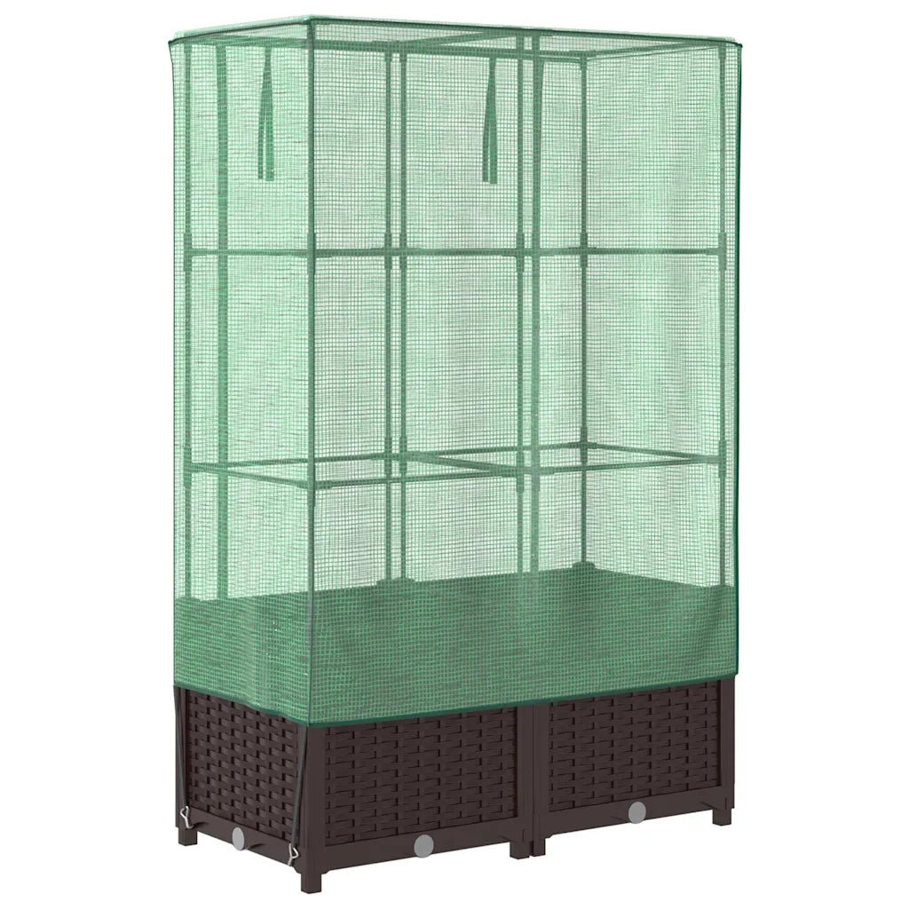 Fioriere | Cassetta per fiori | Letto Rialzato con Copertura Serra Effetto Rattan 80x40x138 cm