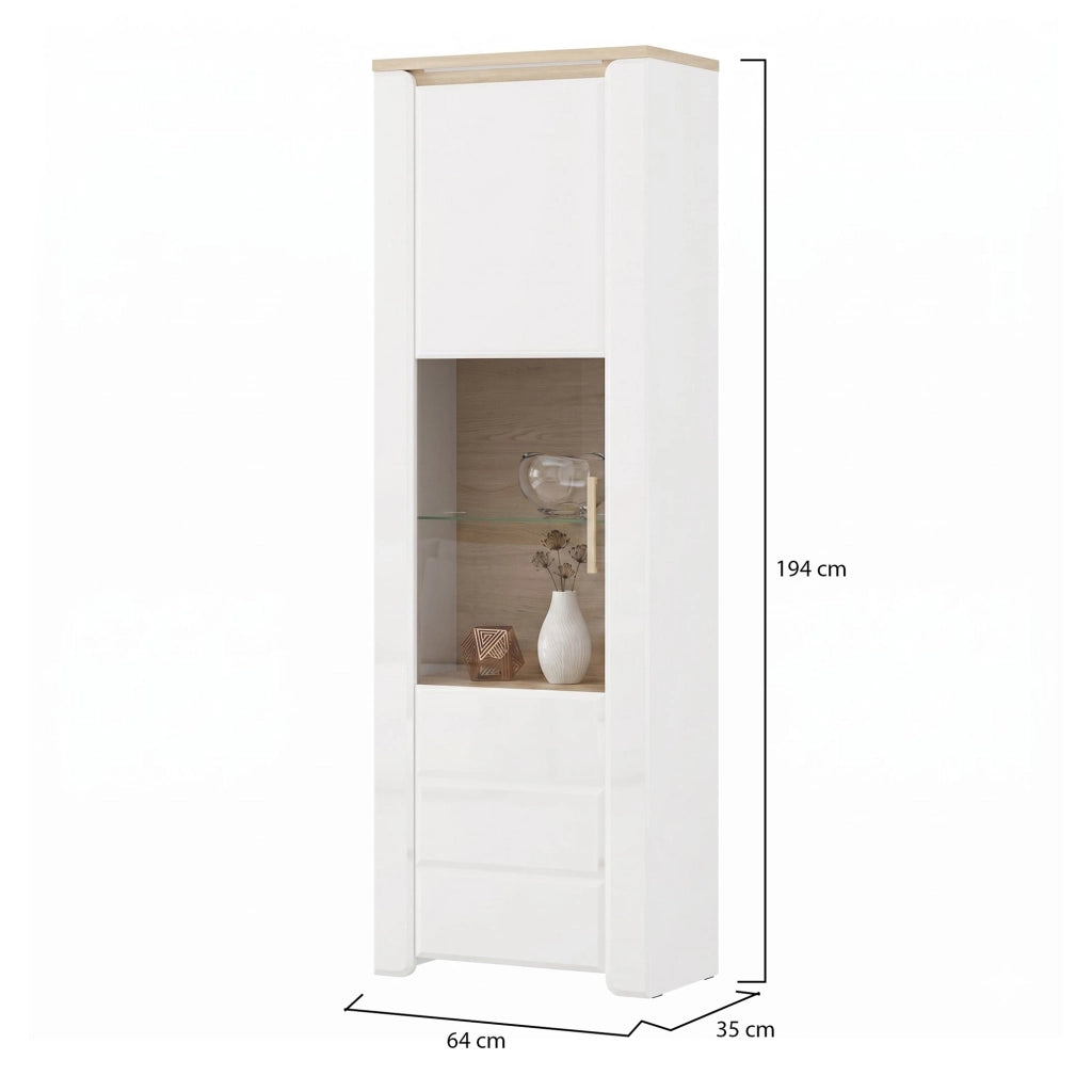 Mobile Espositore Cibiana, Vetrina 5 Ripiani, 64x35x194h cm Marrone Rovere
