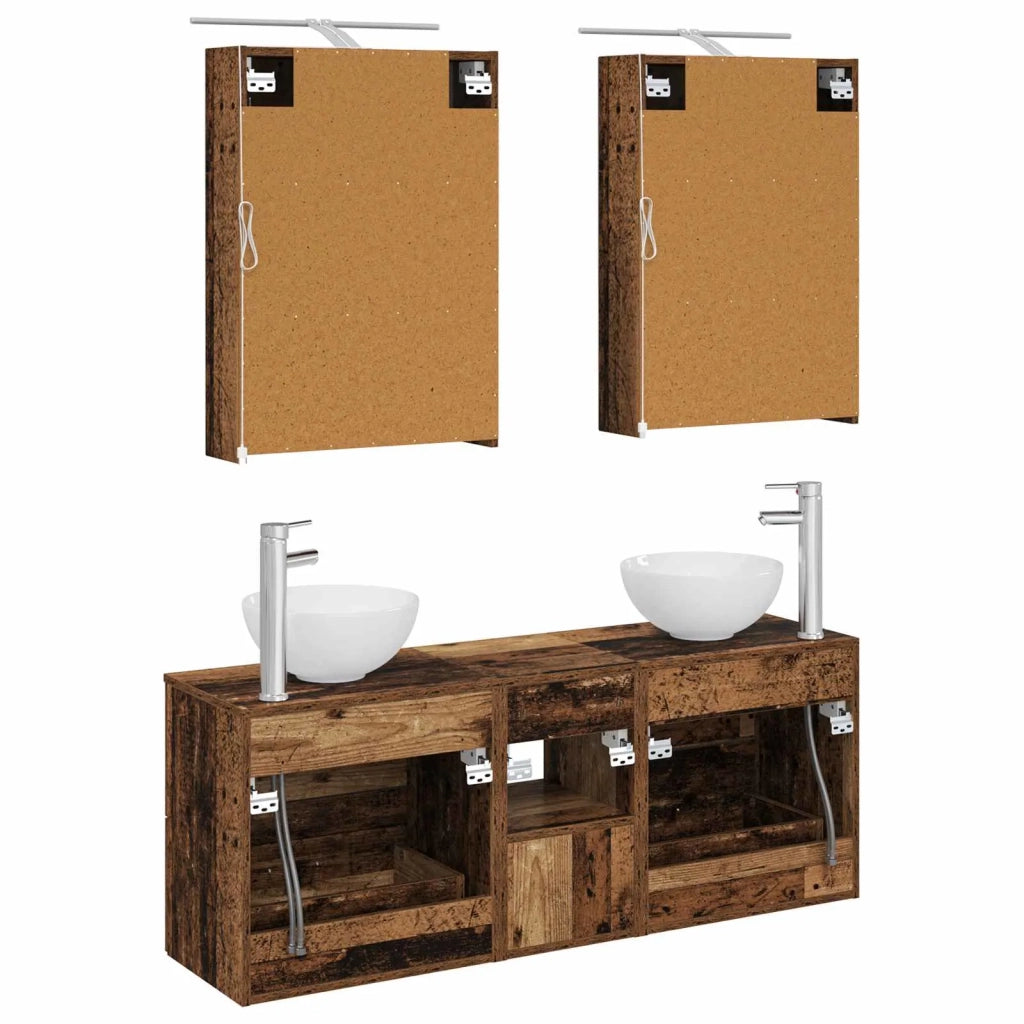 Set di Armadi da Bagno 5 pcs Legno antico 50 x 14,5 x 70 cm 3406677
