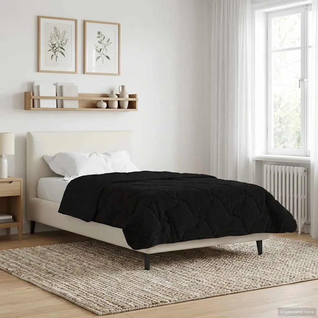 Piumone | Duvet Estivo Nero 155 x 220 cm Microfibra e Fleece Teddy
