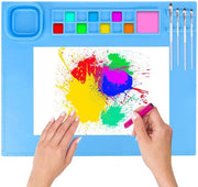 Scheda di pittura in silicone 51x41cm per bambini Scheda di pittura pieghevole e lavabile in silicone per bambini Ideale per attività di creatività, pittura, acquerelli, taglio e progetti di fai-da-te (blu)