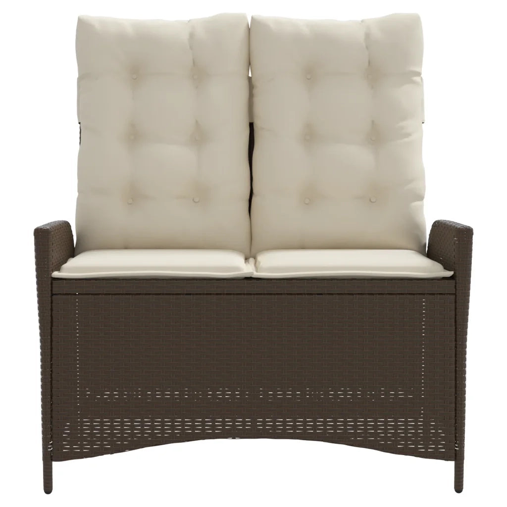 Panca Reclinabile da Giardino con Cuscini-Sgabello-Sedia da esterno Marrone in Polyrattan 464052