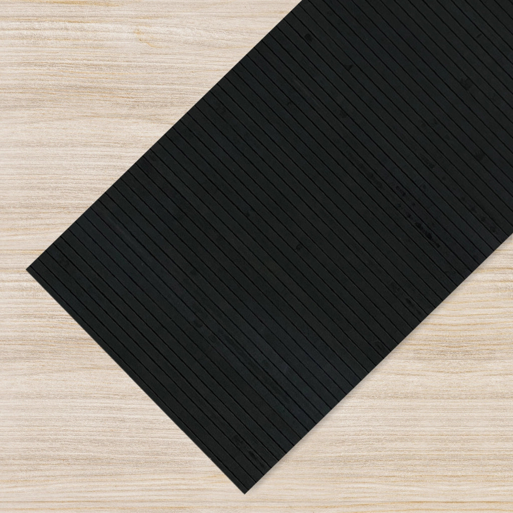 Tappeto Passatoia In Vero Bamboo Tappeto Cucina Ingresso In Legno Antiscivolo Aderente Lavabile E Antimacchia Tagliabile  - Nero - 50x150 cm