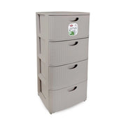 Stefanplast cassettiera slim 4 cassetti, L.Domus, polipropilene riciclato, 4 ruote, 80x40x30 cm, greige