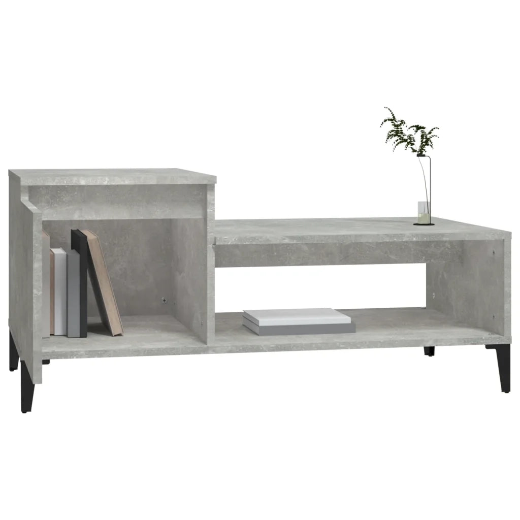 Tavolino Salotto Grigio Cemento 100x50x45 cm Legno Multistrato cod mxl 26317