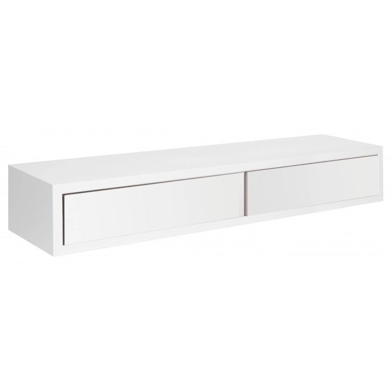 Mensola da Muro con Cassetto, Comodino Sospeso, Mensola da Parete, 88,2x13,4 p20 cm, Bianco - Made in Italy