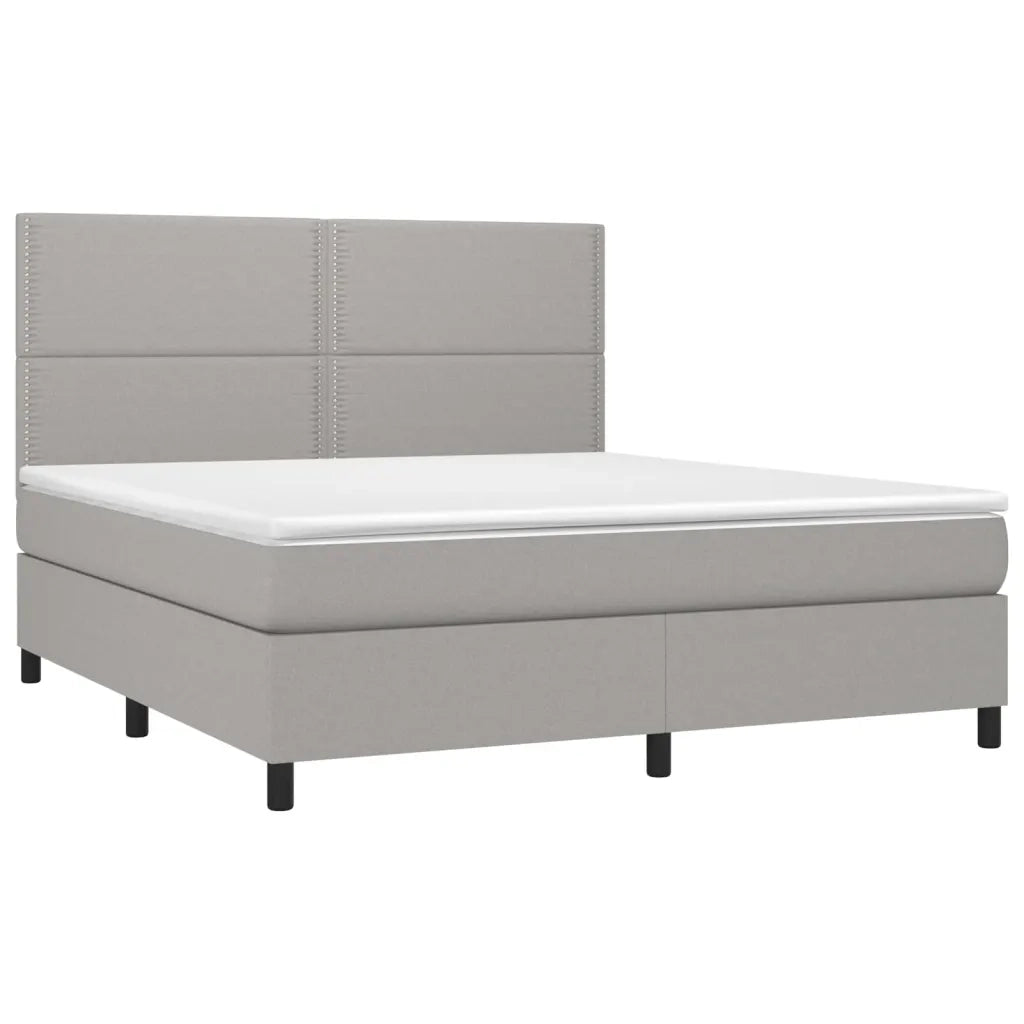 Letto a Molle Materasso e LED Grigio Chiaro 180x200 cm Tessuto 3134813