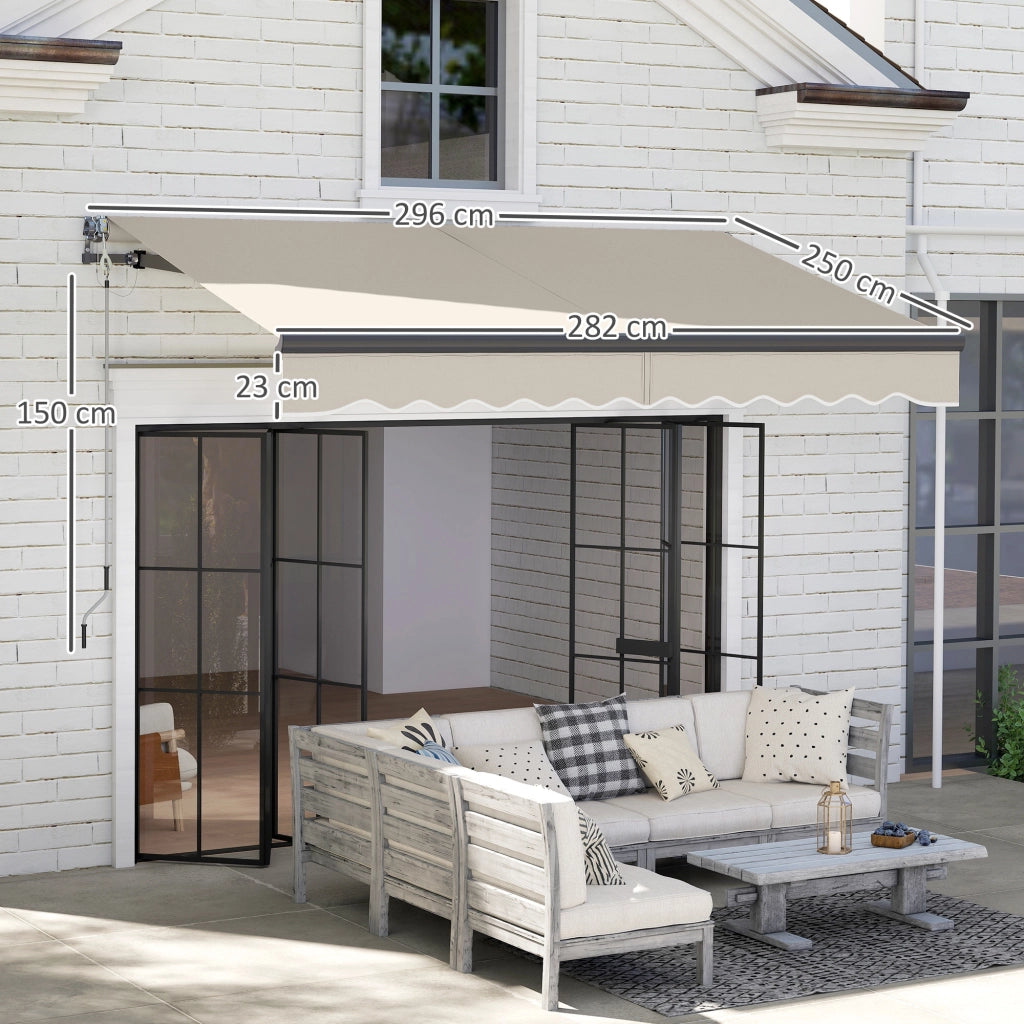 Toldo Retrattile Manuale per Giardino e Terrazza ¨C zephmum ¨C Crema 296x250 cm