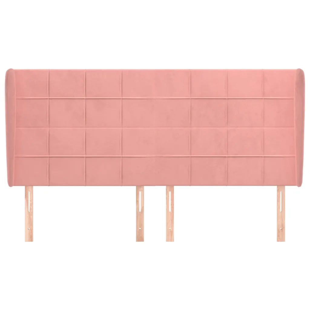 Testiera | Testata ad Orecchio Rosa 183x23x118/128 cm in Velluto