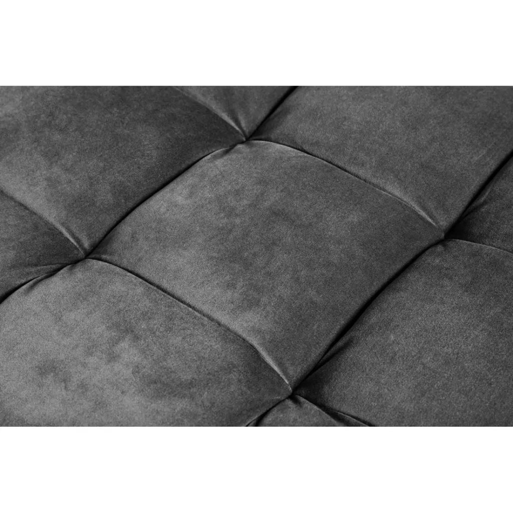 Divano angolare KOLIRI grigio con pouf – Divano design in velluto con struttura in legno massiccio