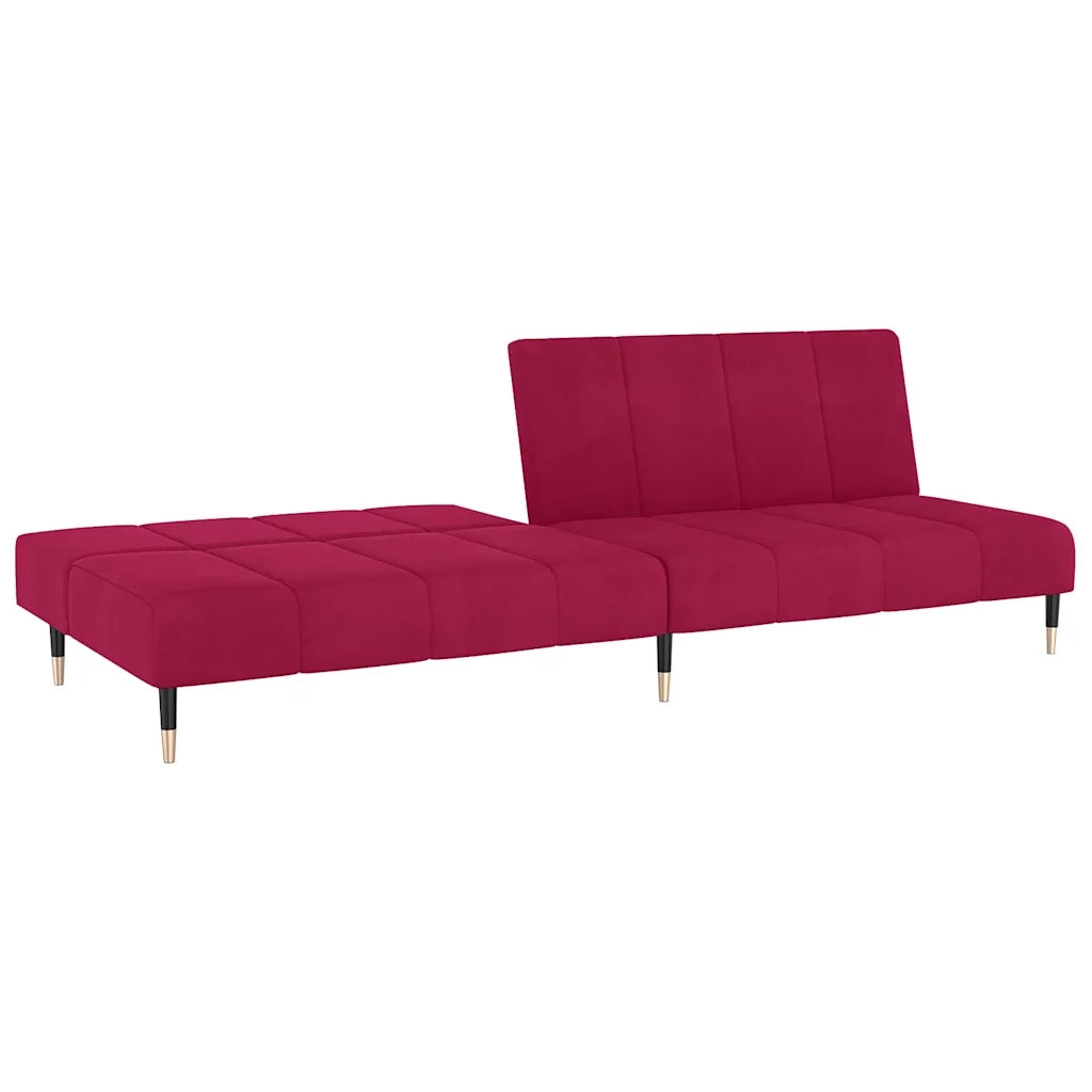 Divano Letto a 2 Posti Rosso Vino in Velluto 375879