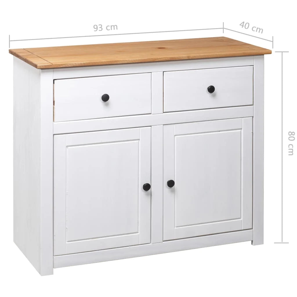 Buffet credenza cassettiera armadio mobile contenitore organizer per cucina soggiorno salotto 93 x 40 x 80 cm Pino gamma Panama bianco 02_0030541