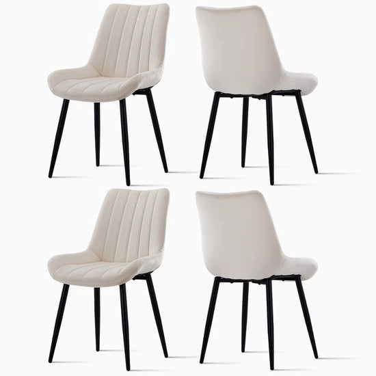 Set di 4 Sedie da Cucina | Pelle in Velluto, Alto Comfort Seduto | Supporti Metallici Stabili | Sedie da Cucina, Sedie per Salotto e Lounge