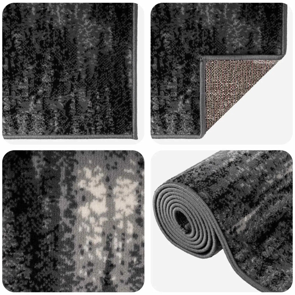 Tappeto Runner FLORNES Tessuto Nero 80 x 250 cm PP 7 mm 42057452