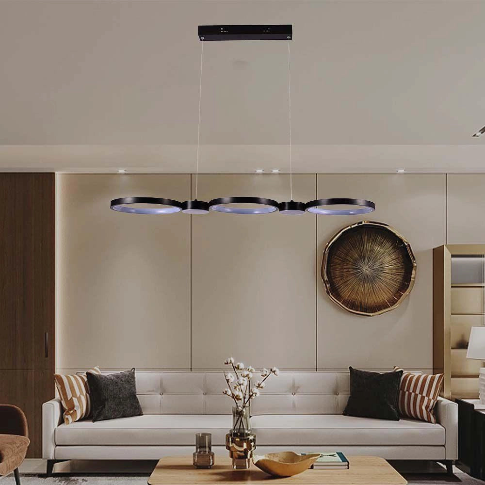 Lampada a sospensione LED anelli nera 38W 4000K V-TAC