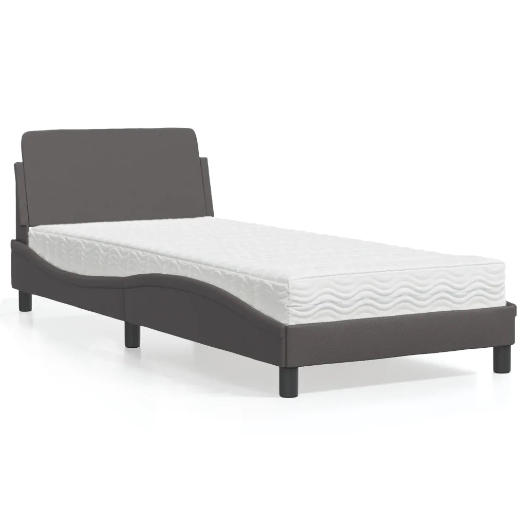 Letto con Materasso-Struttura Letto con Materasso Dover Grgio 80x200 cm in Similpelle