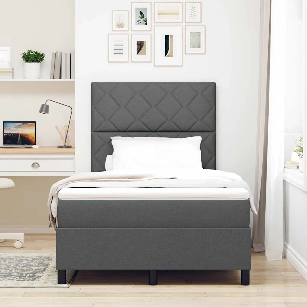 Letto a molle con materasso Grigio scuro 120 x 200 cm Tessuto 3342936