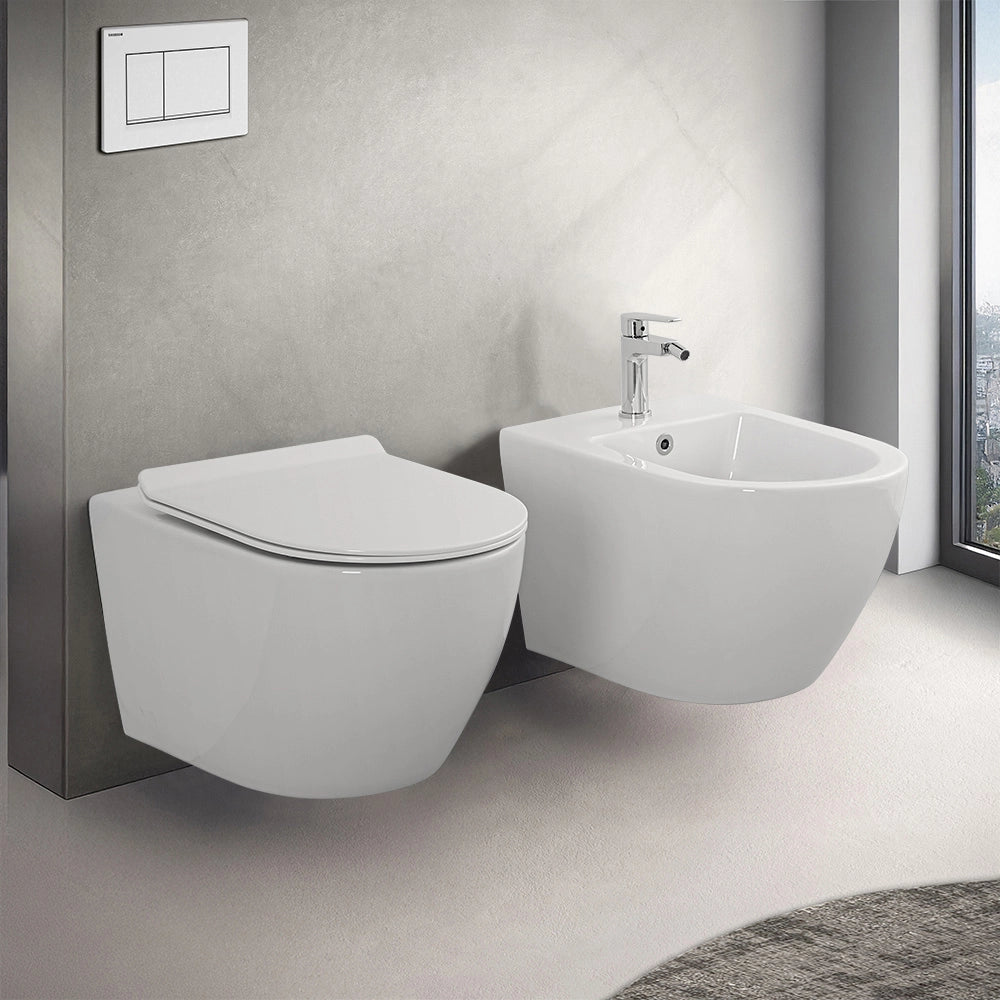 Wc sospeso Rimless serie Tokyo in ceramica bianco lucido