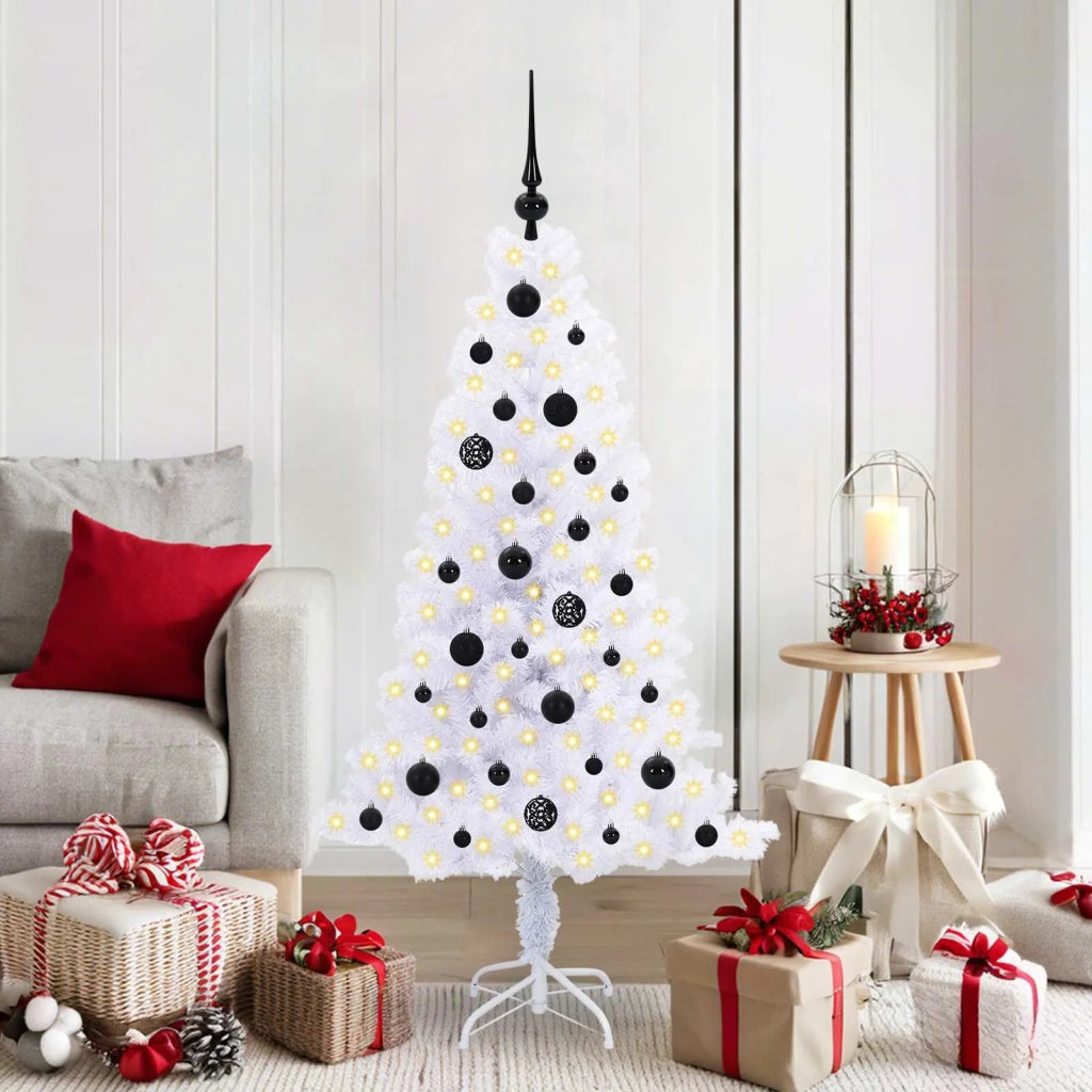 Albero di Natale | Decorazioni natalizie artificiale Bianco 150 cm PVC e Acciaio