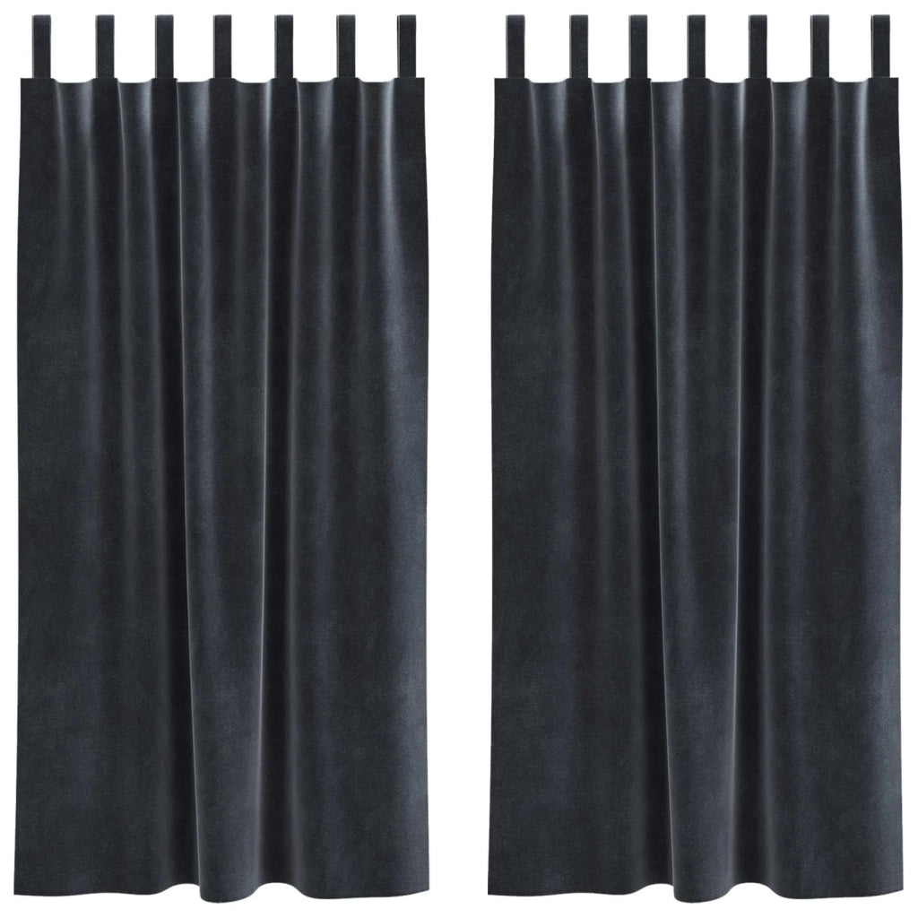 Tende Oscuranti | Tende Blackout 2 pz Grigio scuro 140 x 175 cm Velluto