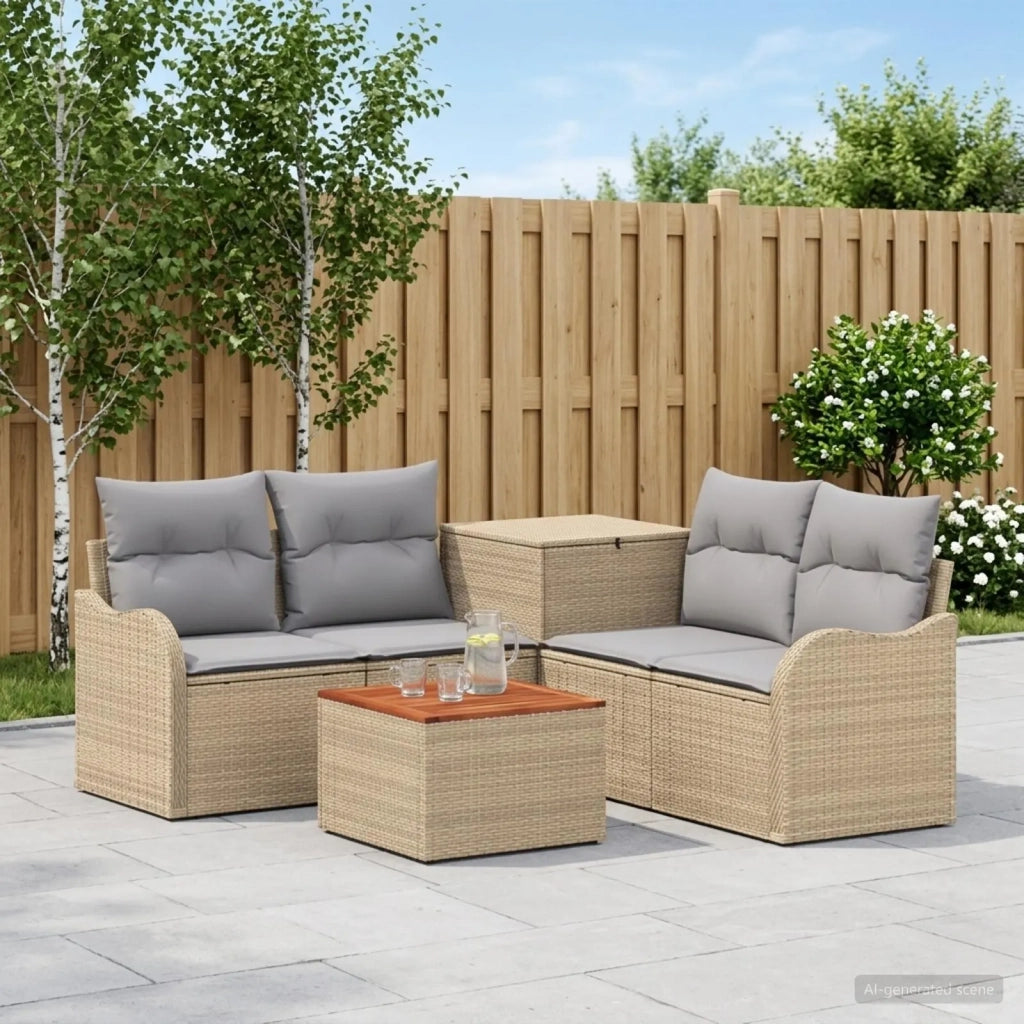 Set di divani 6 pz Beige e Grigio Chiaro 3447149
