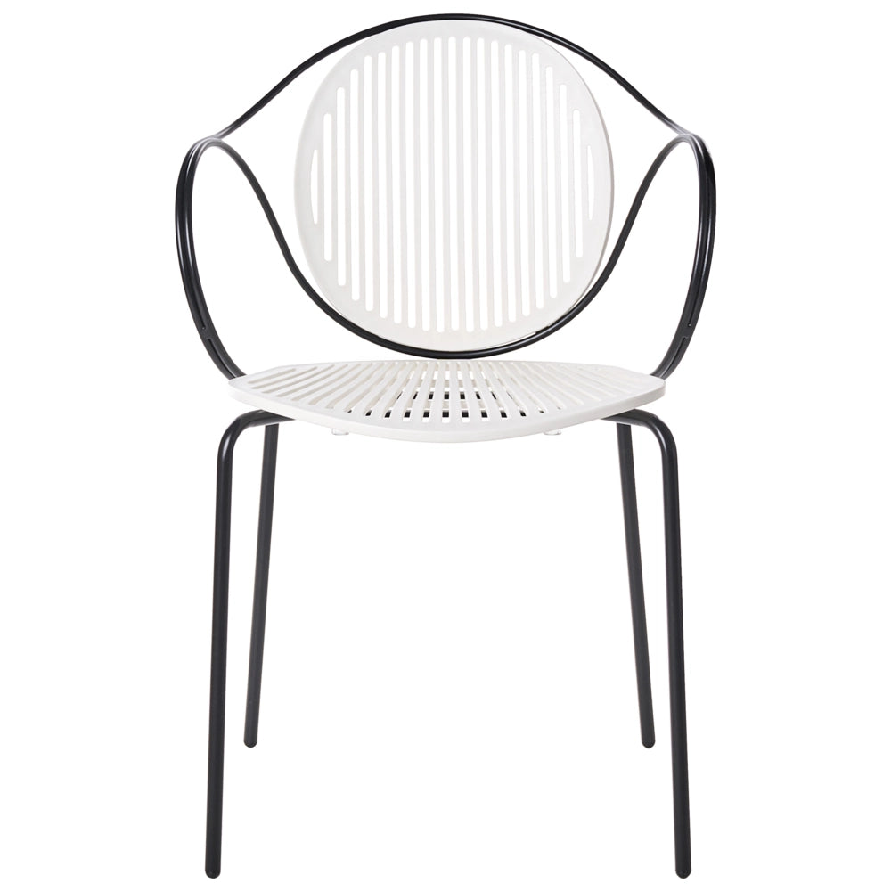 Set di 2 sedie da pranzo imbottite Base in metallo bianco sporco e nero base in metallo design moderno