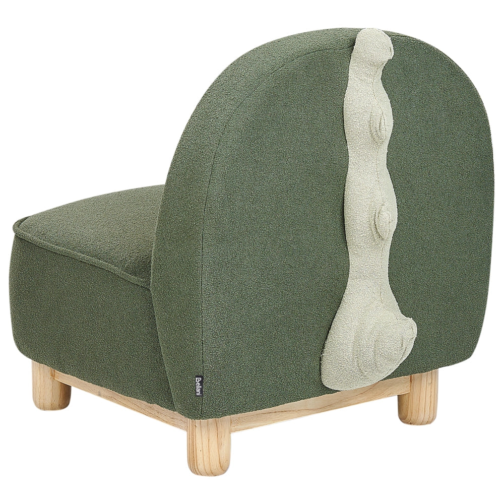 Sedia per animali tessuto in poliestere verde scuro Sedile senza braccioli per cameretta per bambini Design moderno Dinosauro