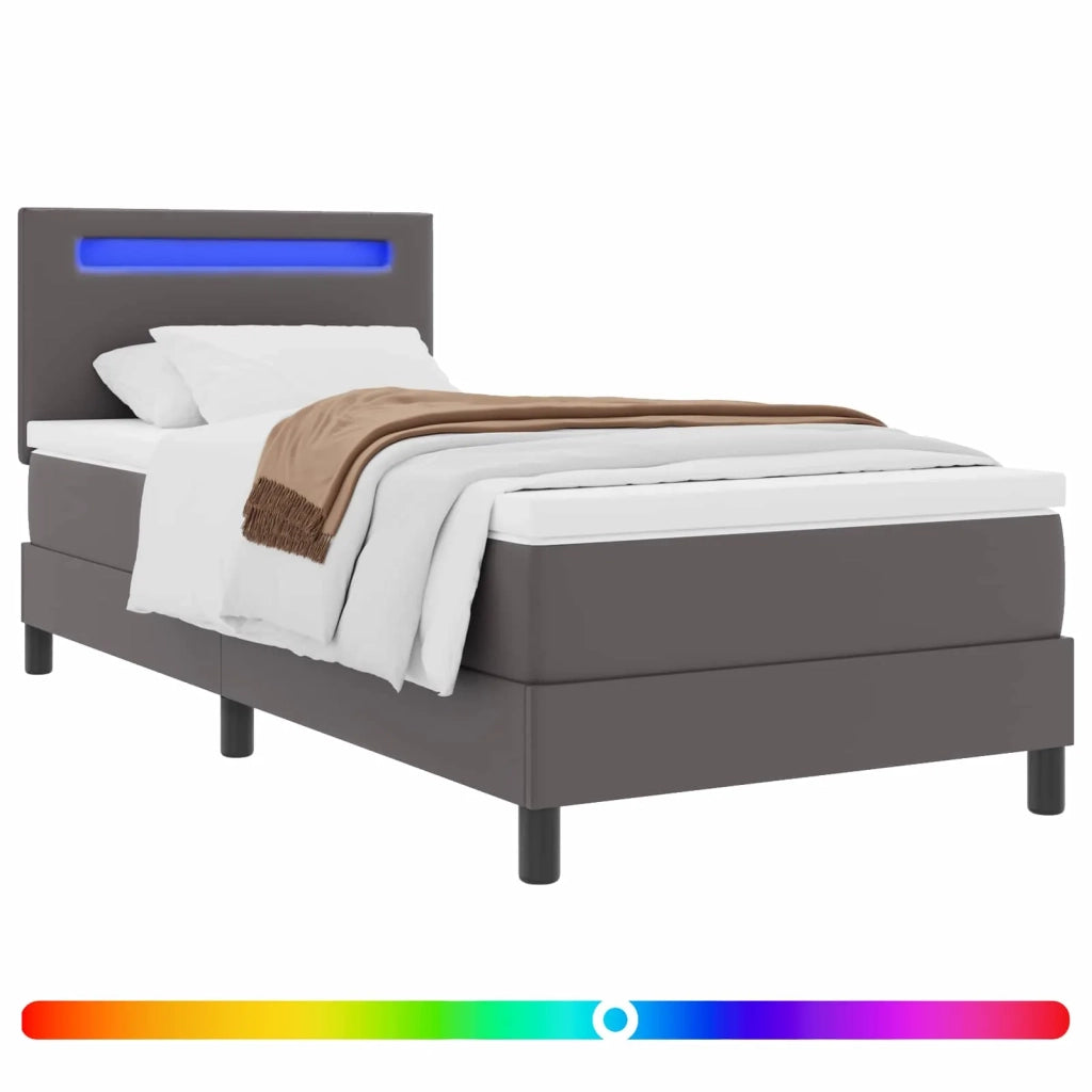 Letto a molle con materasso Grigio 100 x 200 cm Pelle sintetica 3339038