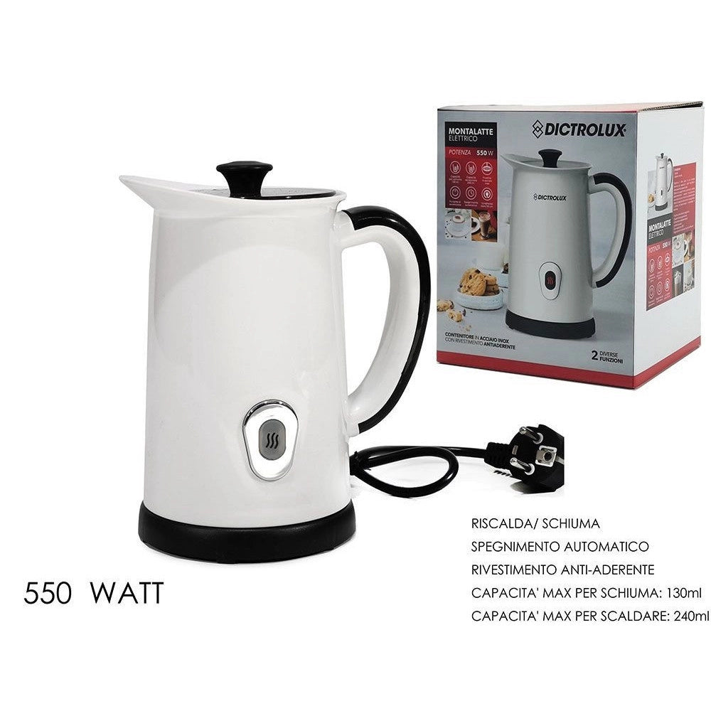 Trade Shop - Montalatte Elettrico 550w 2 Funzioni Riscalda Schiuma Spegnimento Automatico Antiaderente -