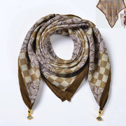 Sciarpa quadrata in cotone e lino/sciarpa di seta da donna con chiusura magnetica, versatile per la primavera e l'autunno, scaldacollo/sciarpa triangolare/sciarpa autunnale.