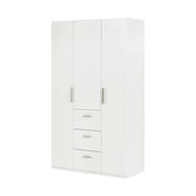 Armadio Camera da Letto Anama, Guardaroba 3 Ante 4 Ripiani, 117x52 cm Bianco