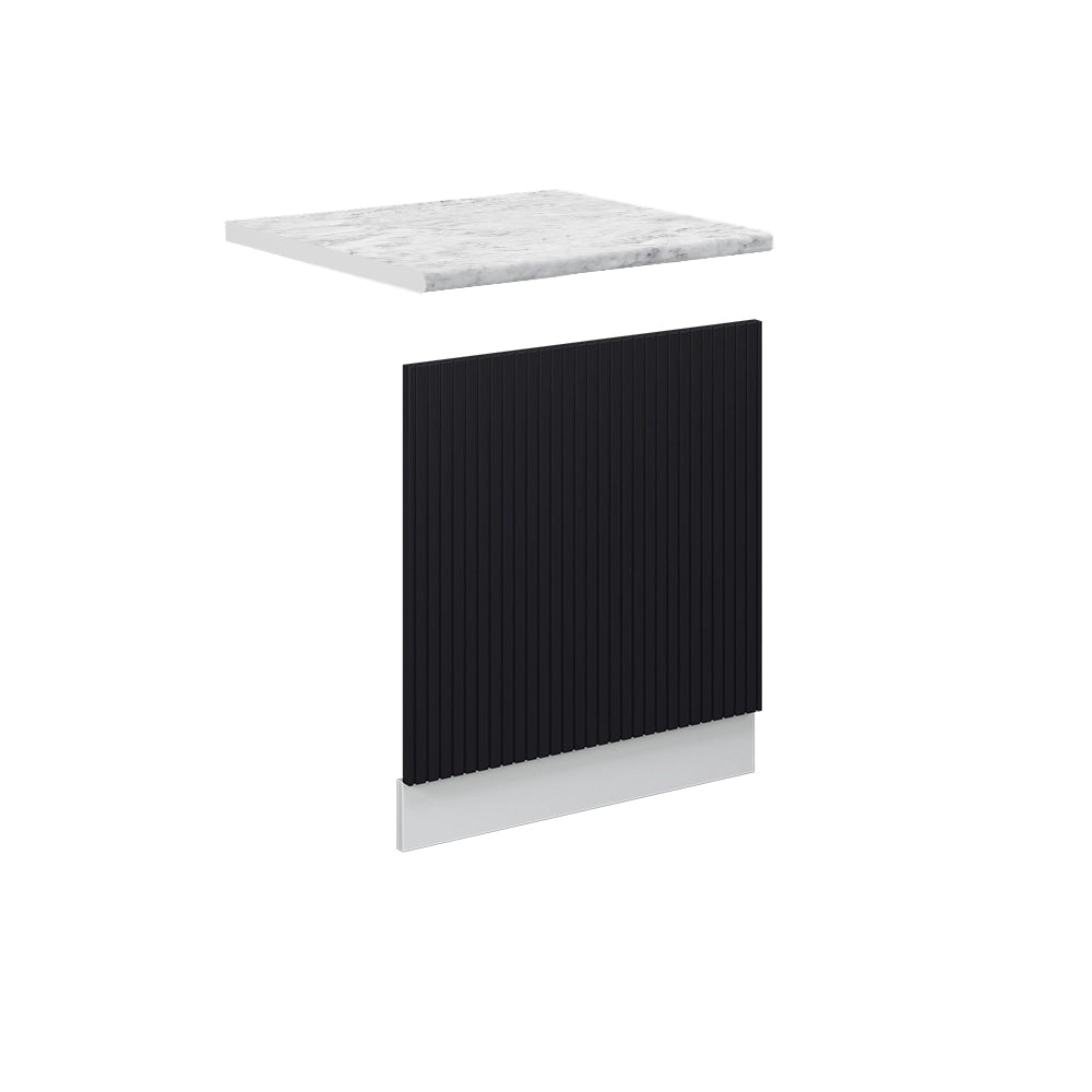 Pannello frontale Fame-Line Nero rigato/Bianco 60 cm, PL Marmo Vicco