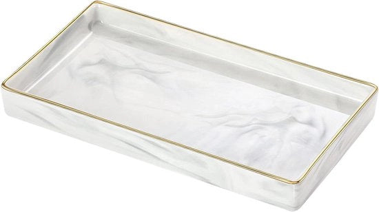 Scatola di gioielli in marmo - Organizzatore decorativo - 1 pezzo - Bianco - Ceramica