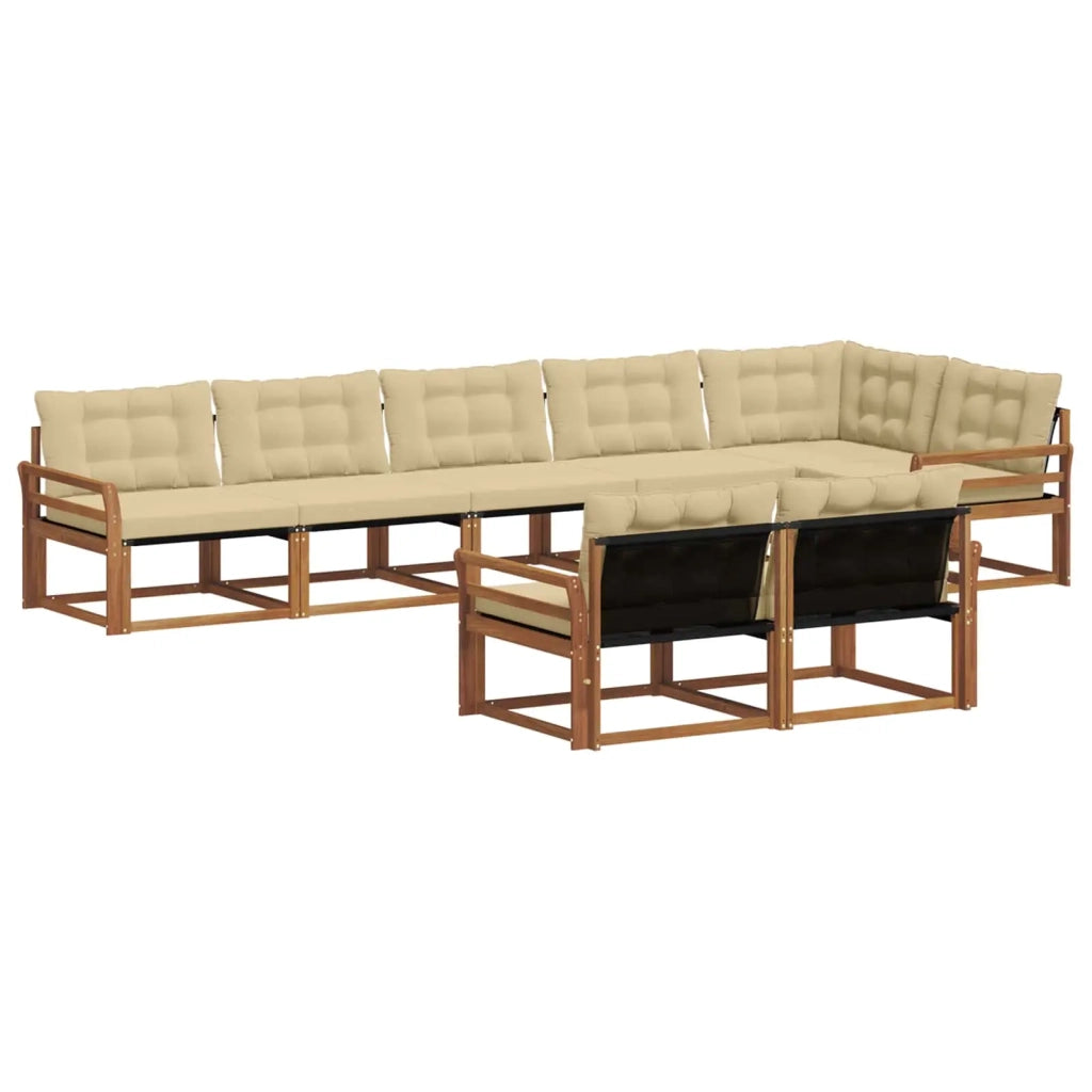 Set di divani da esterno con cuscino 8 pcs Naturale e Beige 3369580