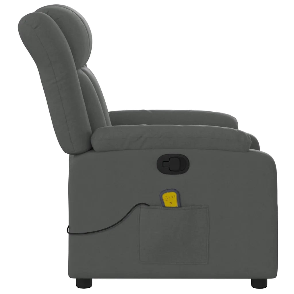 Poltrona Massaggiante | Sedia Relax Reclinabile Grigio Scuro in Tessuto