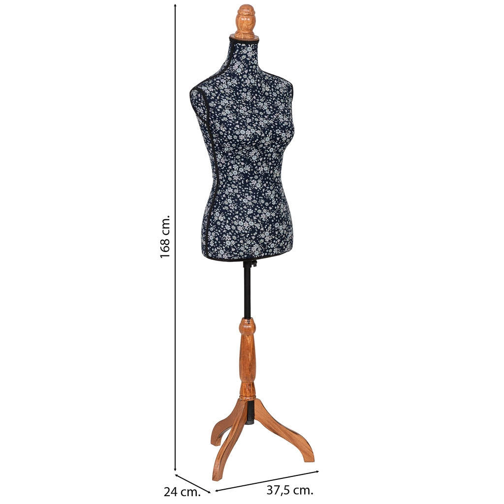 Manichino legno schiuma con tessuto nero 37.5x24x168h cm