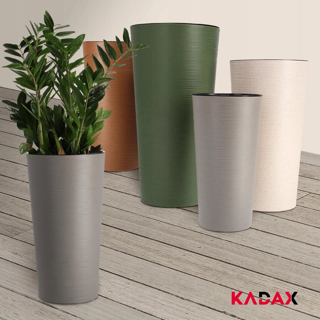 Vaso da fiori KADAX, alto, 47 cm, con inserto, per soggiorno, grigio