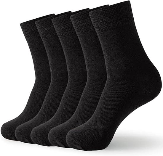 Sokke per donna con collo tondo, calze casual di cotone leggero, 5 paia
