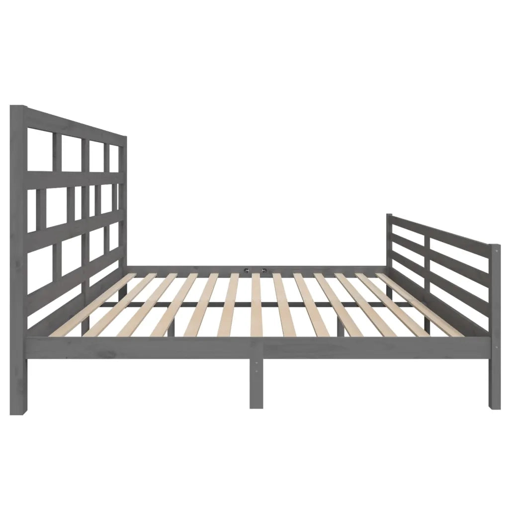 Giroletto-Struttura Letto Grigio in Legno Massello di Pino 200x200 cm 838557