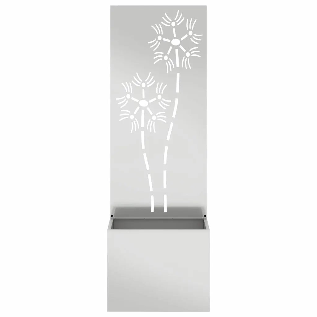 vidaXL Vaso da Giardino con Pannello Decorativo Argento 50 x 140 cm