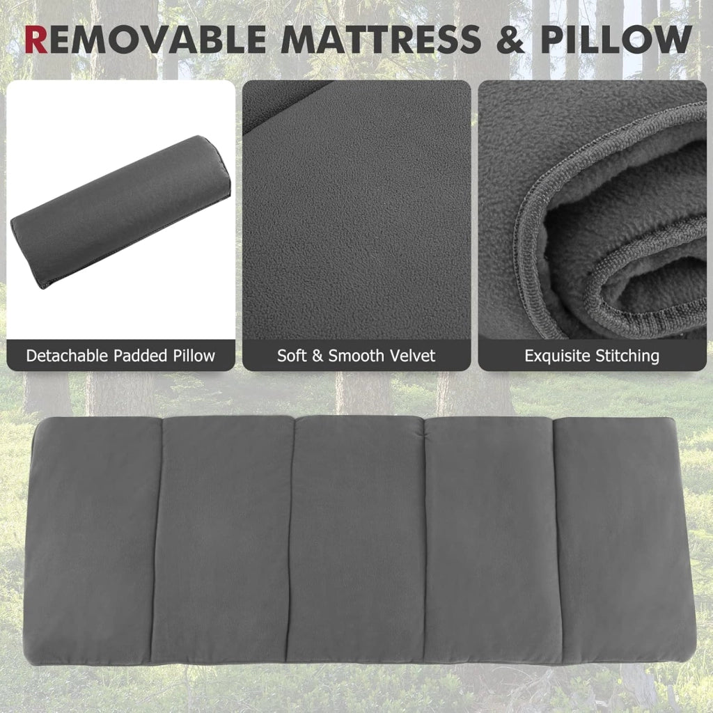Lettino da campeggio pieghevole 190 x 67 x 50 cm, letto da campeggio con materasso rimovibile e cuscino, lettino da campeggio con borsa per il trasporto, antiscivolo, campeggio, viaggi