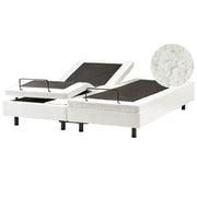 Letto matrimoniale Tessuto bouclè bianco sporco Elettrico Regolabile 180 x 200 cm stile moderno