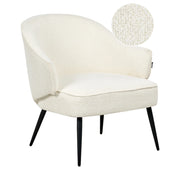 Poltrona Boucle Bianco Sporco Tessuto imbottito Morbide gambe nere Soggiorno industriale