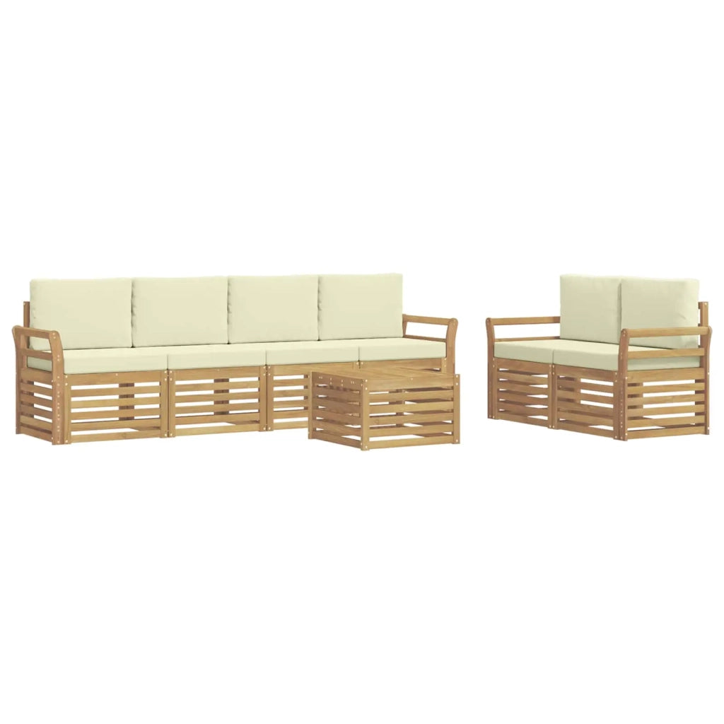 Set di divani da esterno 7 pcs Bianco e Crema Poliestere 3391435