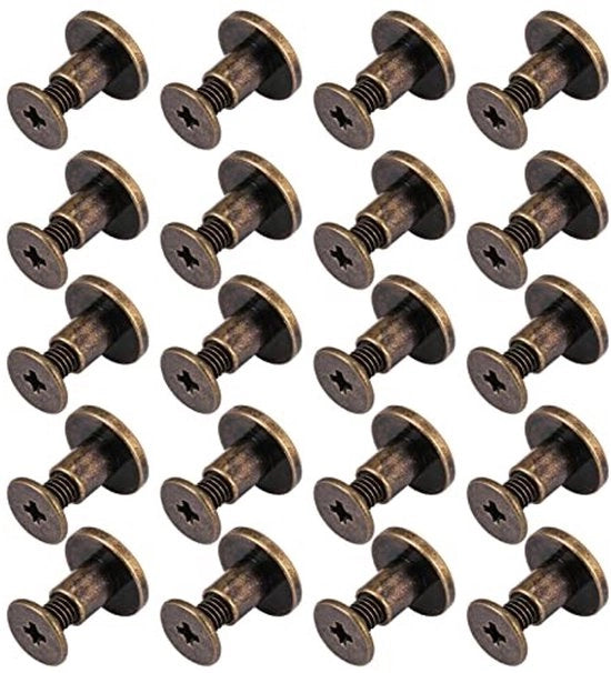 Set di chiodi a testa piatta in rame - 20 pezzi - per pelle - 6,5 mm - resistenti e robusti - chiodi decorativi