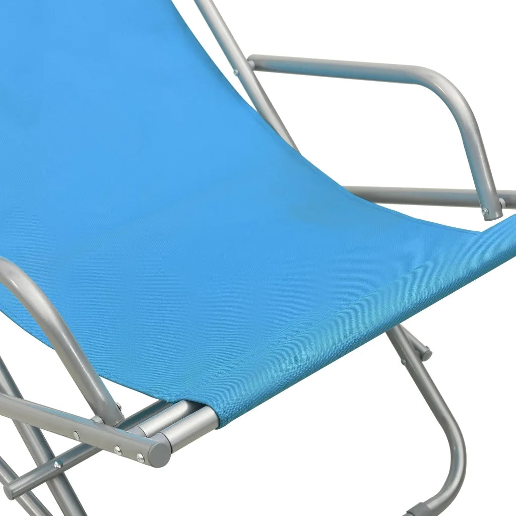 Lettino Prendisole | Sedie a Dondolo 2 pz in Acciaio Blu